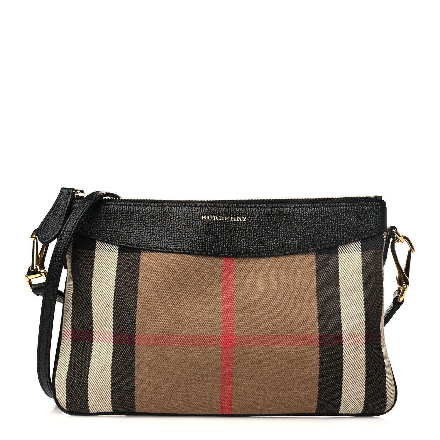 Burberry House Check Derby Peyton Crossbody Clutch Bag Black 1 of 8