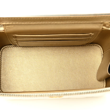 Chanel Lambskin Quilted Pearl Crush Small Vanity Case With Chain White 5 of 10