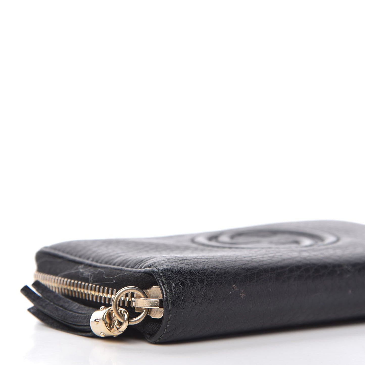 Pebbled Calfskin Medium Soho Zip Around Wallet Black