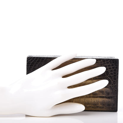 Nancy Gonzalez Crocodile Box Clutch Black Gold 2 of 8
