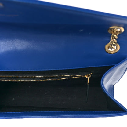 Saint Laurent Grain De Poudre Matelasse Chevron Large Monogram Satchel Blue Majorelle 4 of 10