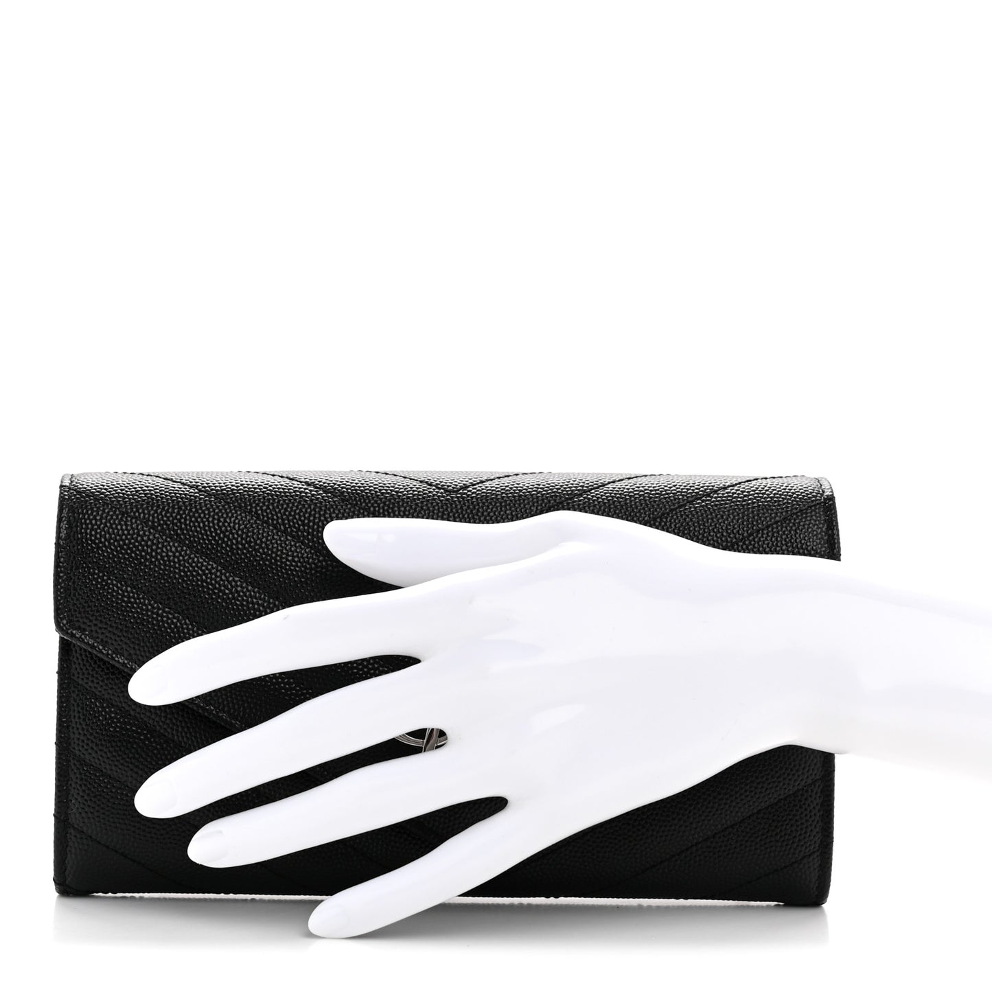 Grain De Poudre Matelasse Chevron Monogram Flap Wallet Black