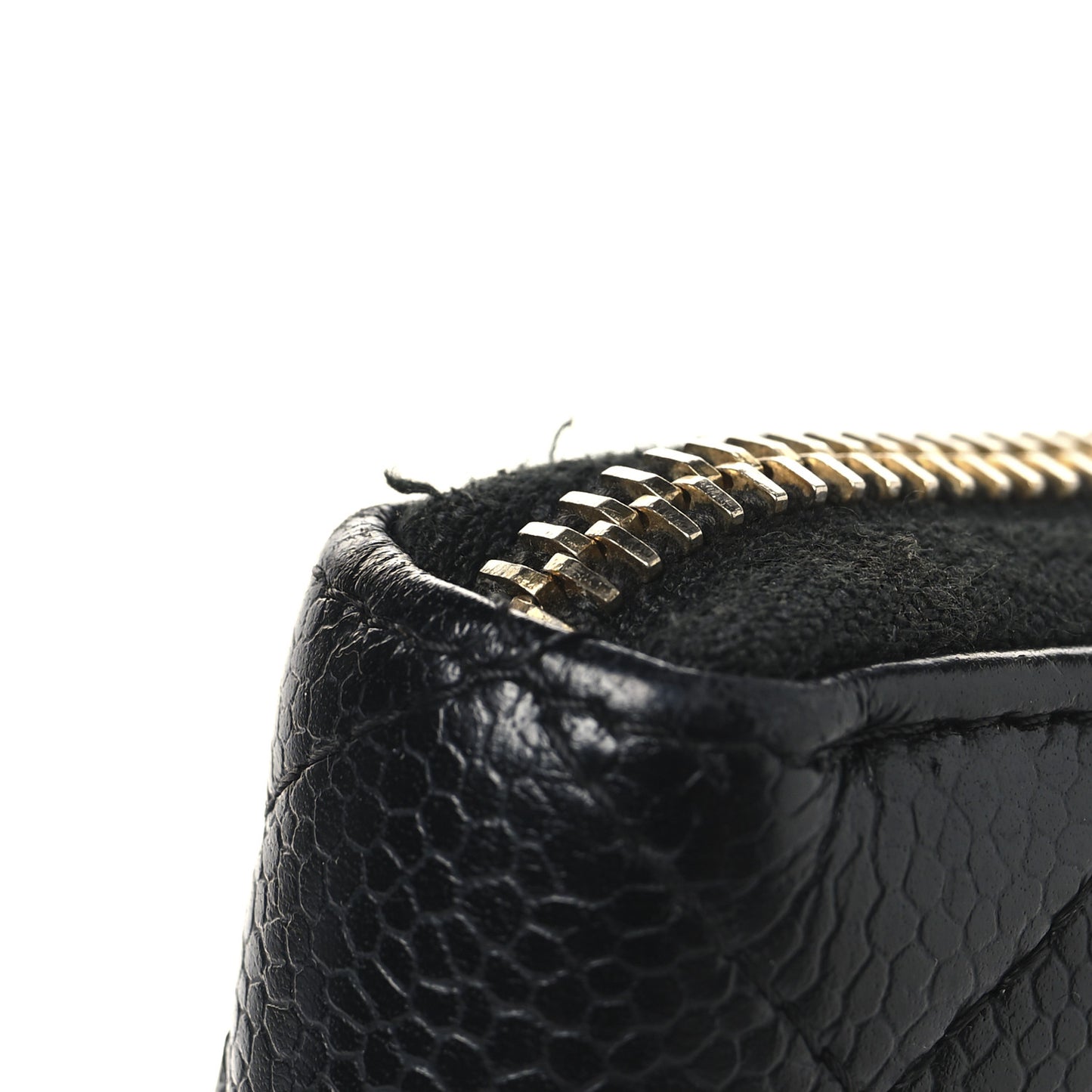 Caviar Quilted Large Gusset Zip Around Wallet Black