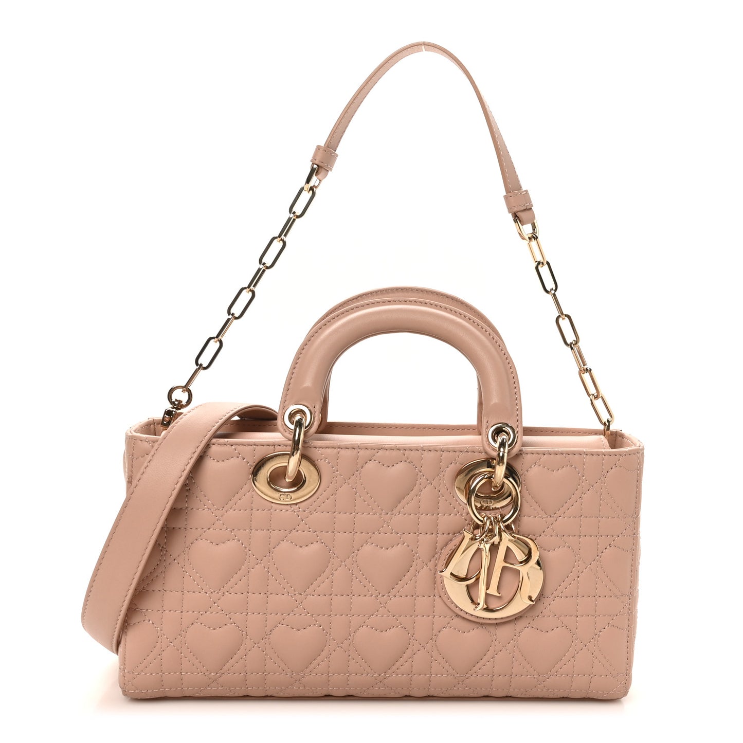Lambskin Cannage Heart Medium Lady D-Joy Rose Des Vents