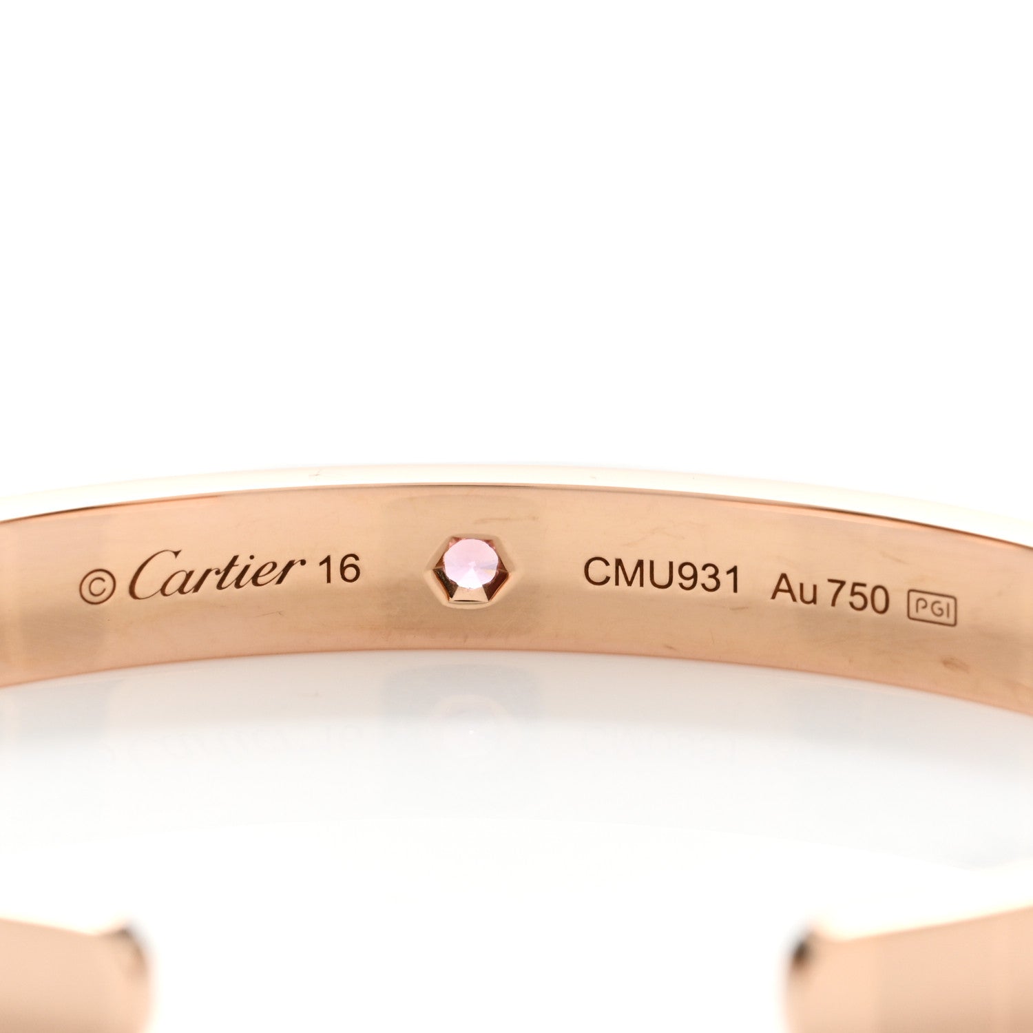 Cartier 18K Pink Gold Pink Sapphire LOVE Cuff Bracelet 16 3 of 4