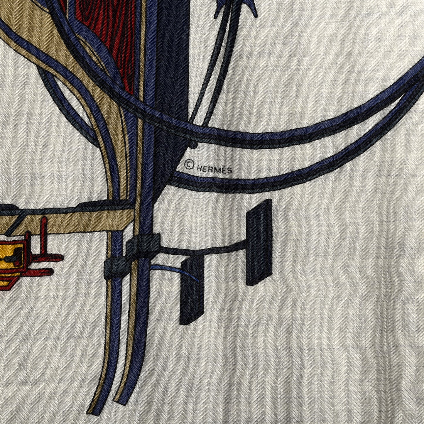 Cashmere Silk Les Voitures A Transformation Shawl 140 Gris Chine Bleu Rouge H