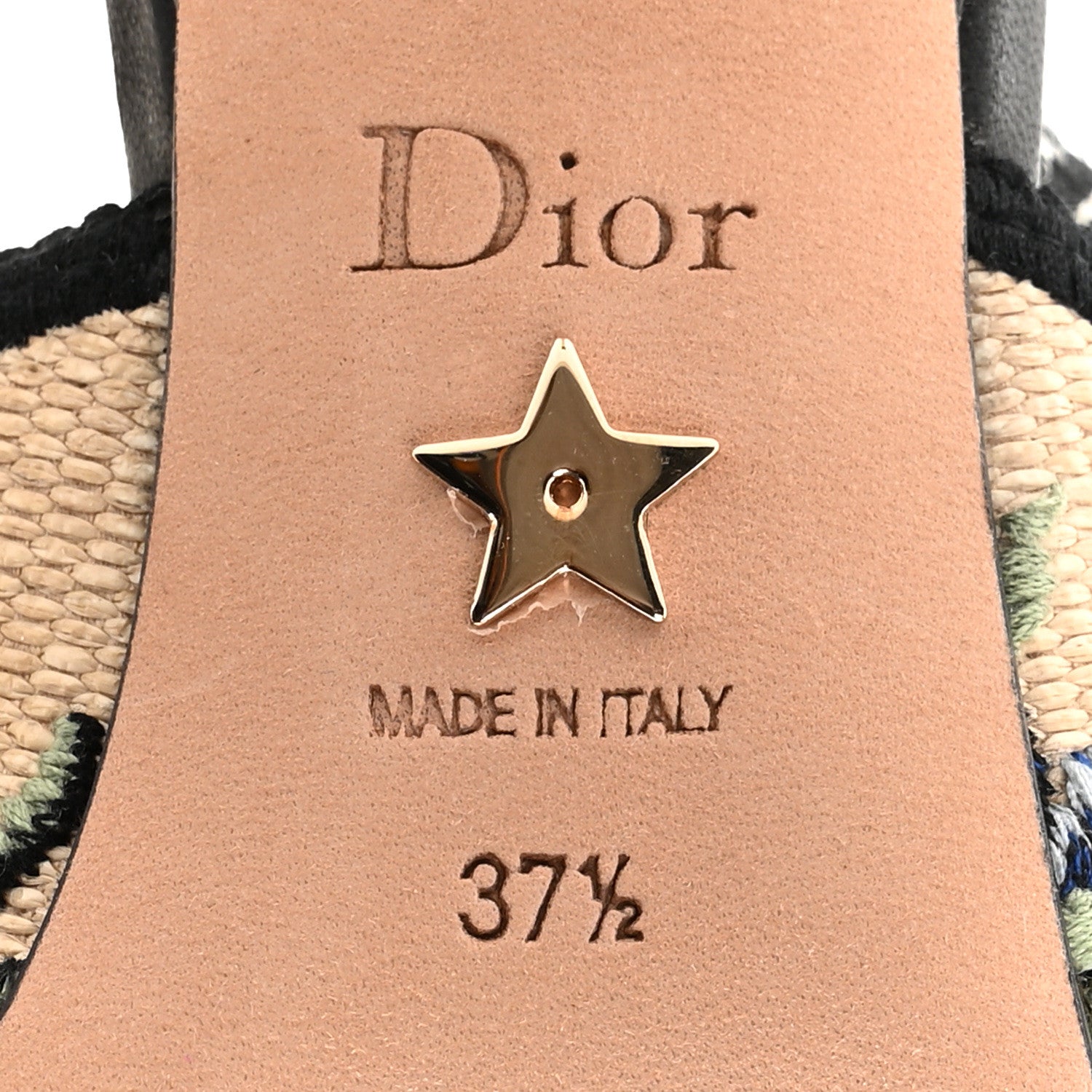 Christian Dior Ribbon Petites Fleurs Embroidered J'Adior Slingback Pumps 37.5 Straw Multicolor 7 of 9
