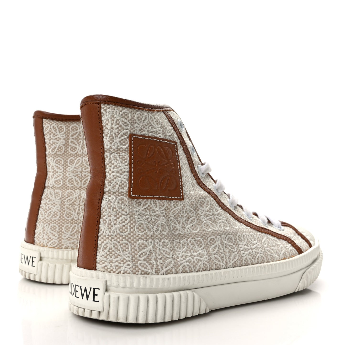 Jacquard Anagram Calfskin High Top Sneakers 35 Natural White