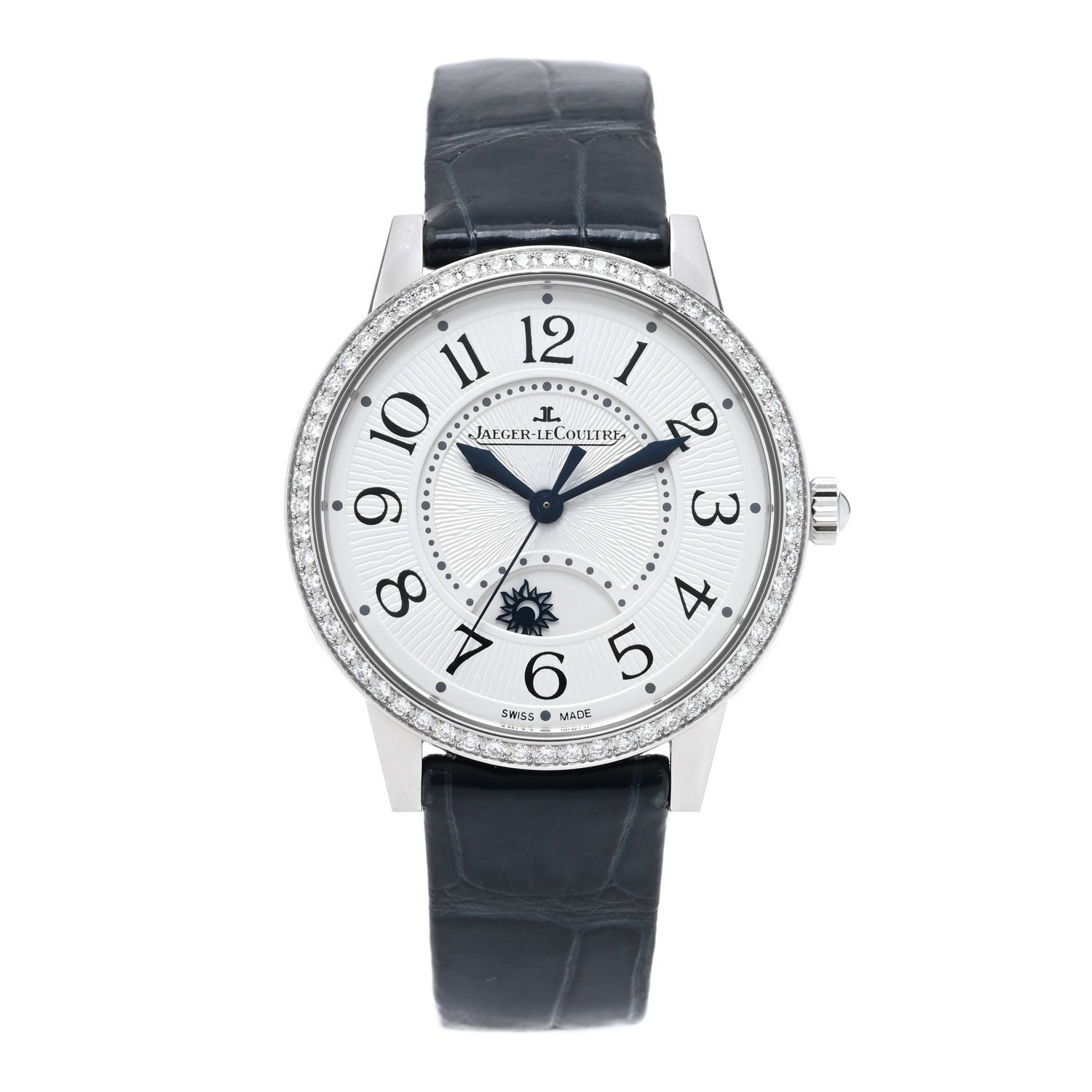 Jaeger-LeCoultre Stainless Steel Alligator Diamond Bezel 34mm Rendez-Vous Classic Day & Night Automatic Watch 344.8.37.S 1 of 5