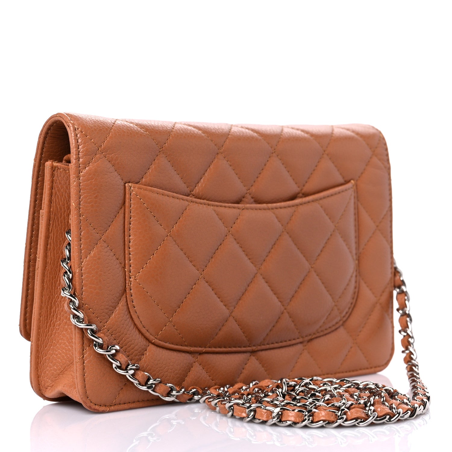 Chanel Caviar Quilted Wallet On Chain WOC Light Brown 3 of 13