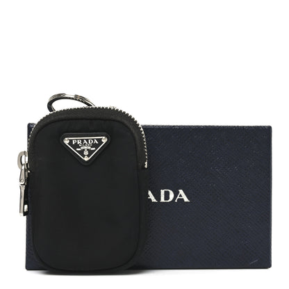 Prada Re-Nylon Pocket Triangle Padded Mini Key Chain Pouch Black 7 of 7