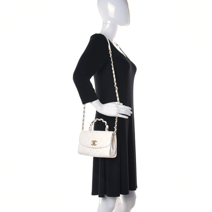 Chanel Crumpled Lambskin Quilted Mini CC Links Top Handle Flap White 2 of 9