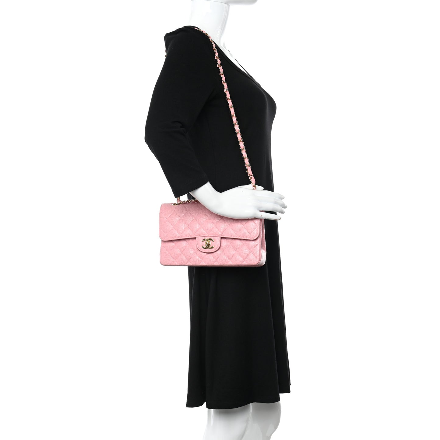 Caviar Quilted Small Double Flap Pink