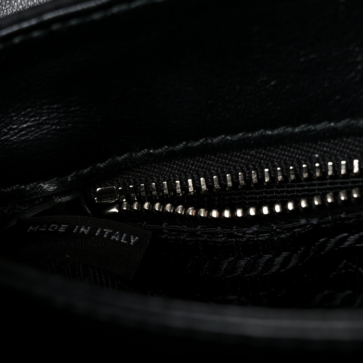 Saffiano Tessuto Nylon Chain Shoulder Bag Black