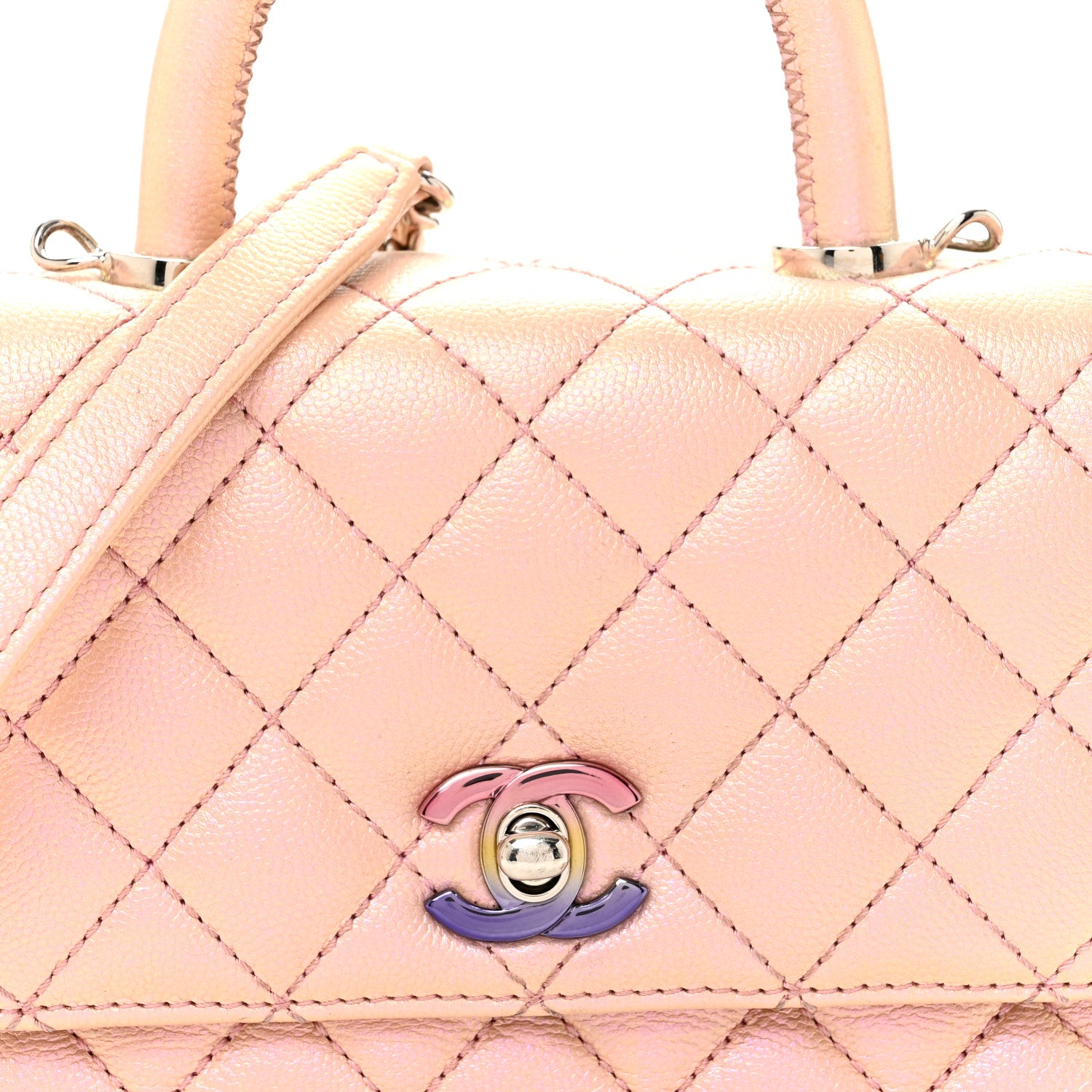 Chanel Iridescent Caviar Quilted Extra Mini Coco Handle Flap Light Pink 8 of 14