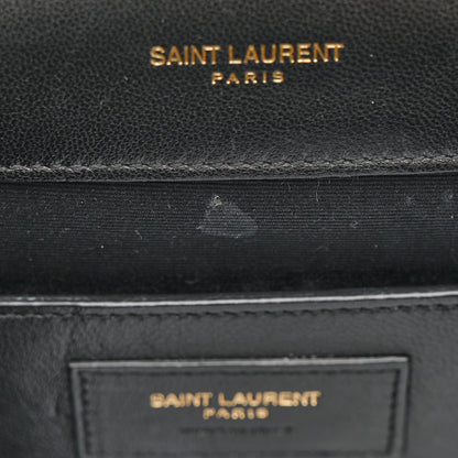 Saint Laurent Lambskin Mixed Matelasse Triquilt Small Monogram Satchel Black 10 of 22