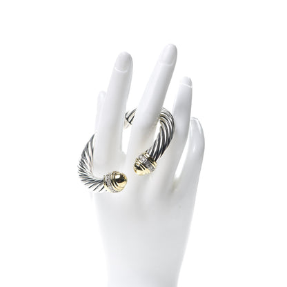 David Yurman Sterling Silver 18K Yellow Gold Diamond 10mm Cable Classics Dome Bracelet 2 of 4