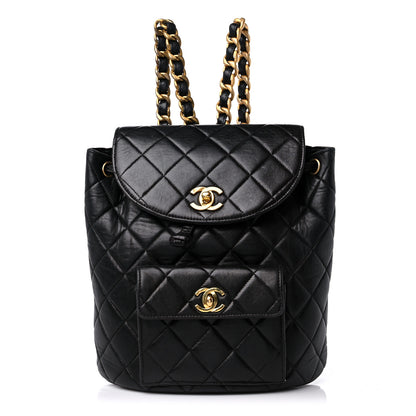 Chanel Lambskin Quilted Drawstring Backpack Black 1 of 16