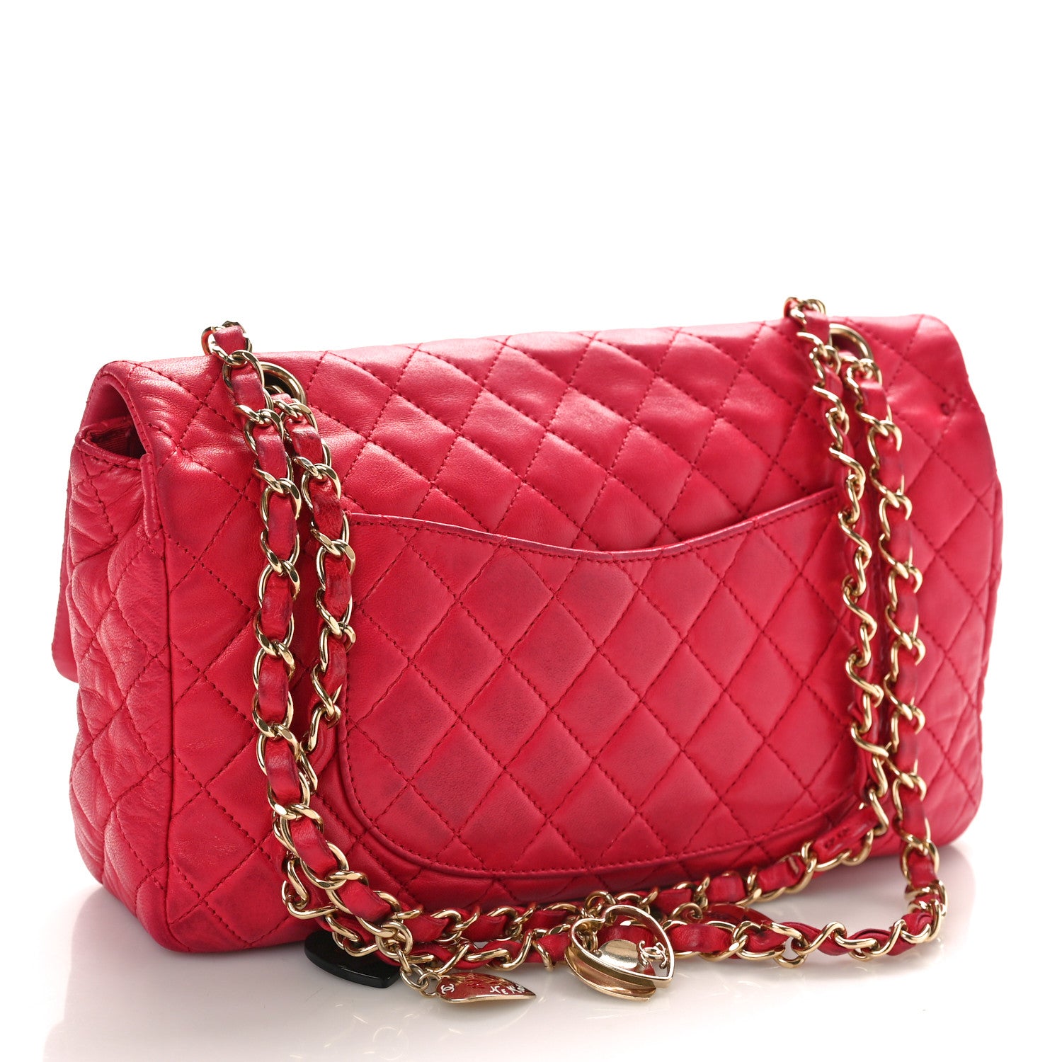 Chanel Lambskin Quilted Valentine Charms Medium Flap Red 3 of 12