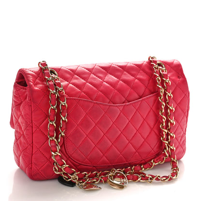 Chanel Lambskin Quilted Valentine Charms Medium Flap Red 3 of 12
