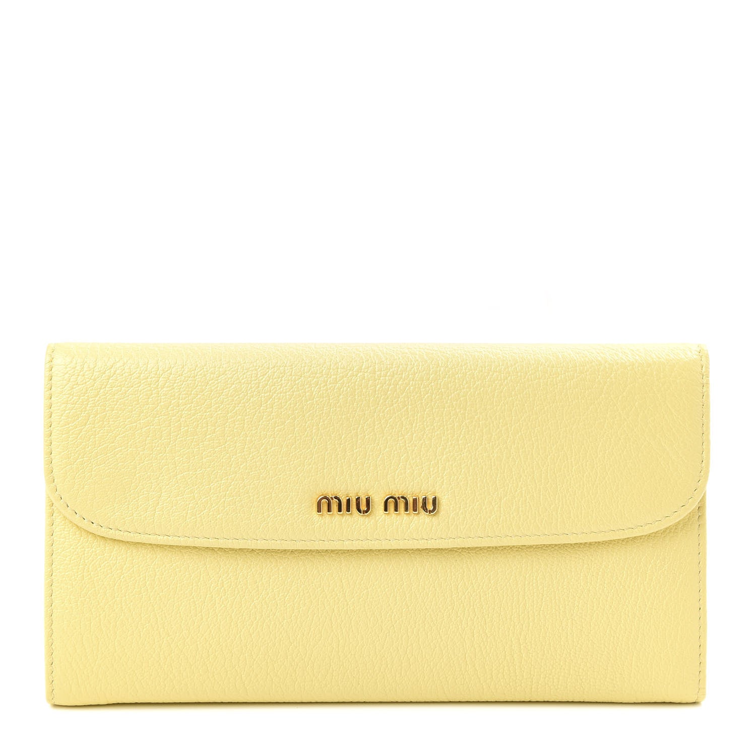 Miu Miu Goatskin Madras Continental Wallet Light Yellow 1 of 7