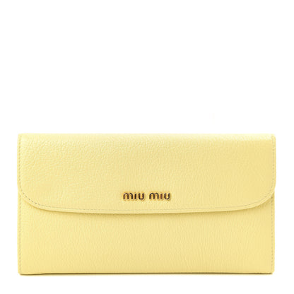Miu Miu Goatskin Madras Continental Wallet Light Yellow 1 of 7