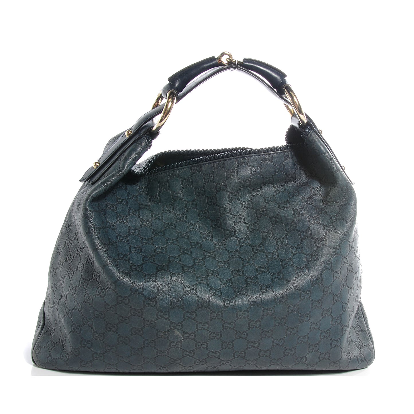 Guccissima Large Horsebit Chain Hobo Blue