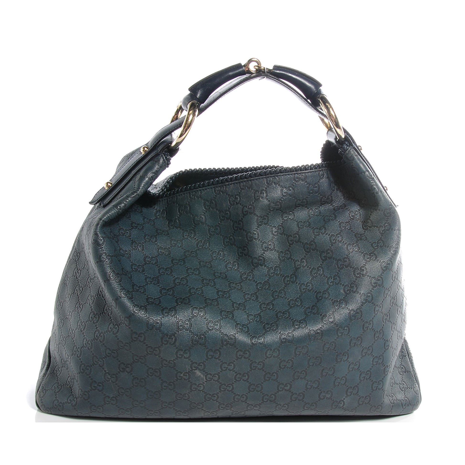 Gucci Guccissima Large Horsebit Chain Hobo Blue 1 of 7