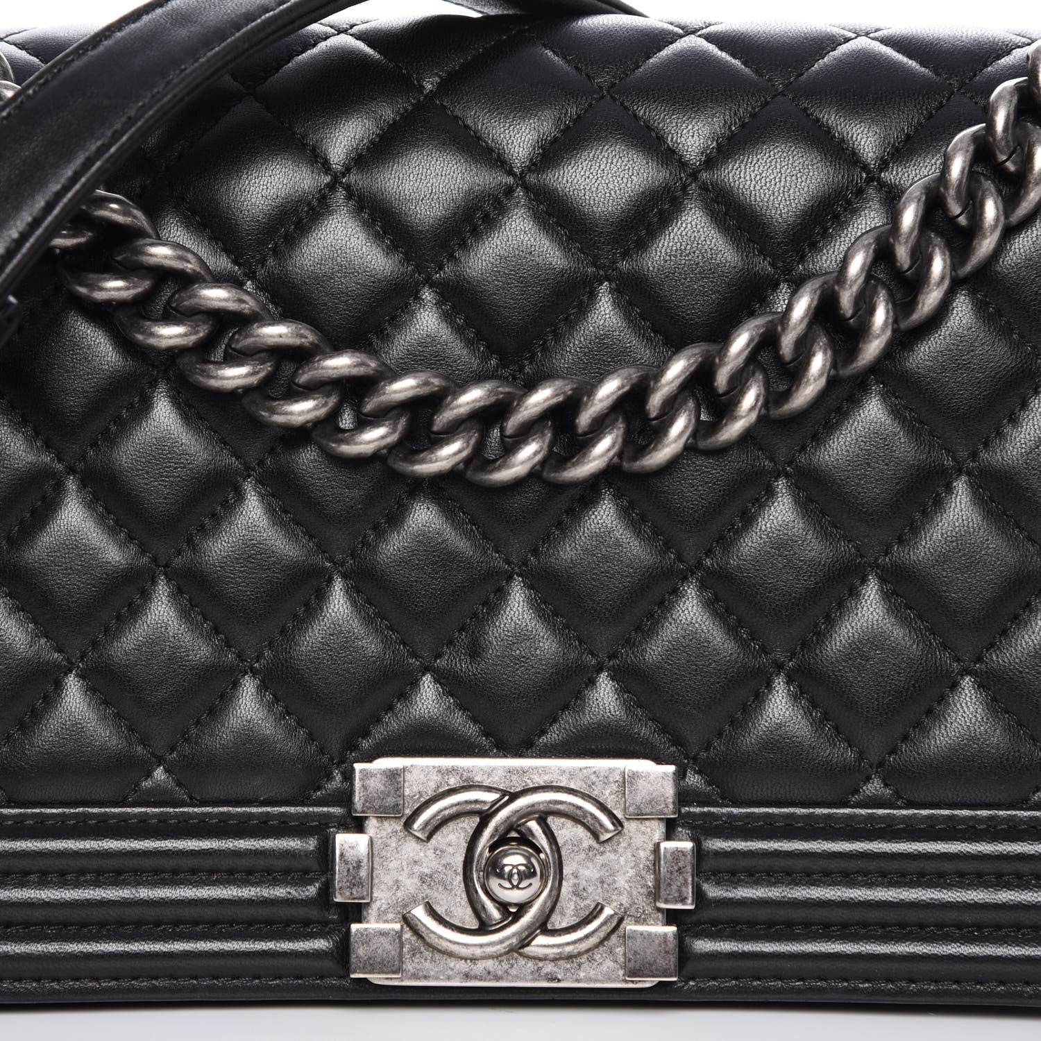Chanel Lambskin Quilted Medium Boy Flap Black 8 of 13