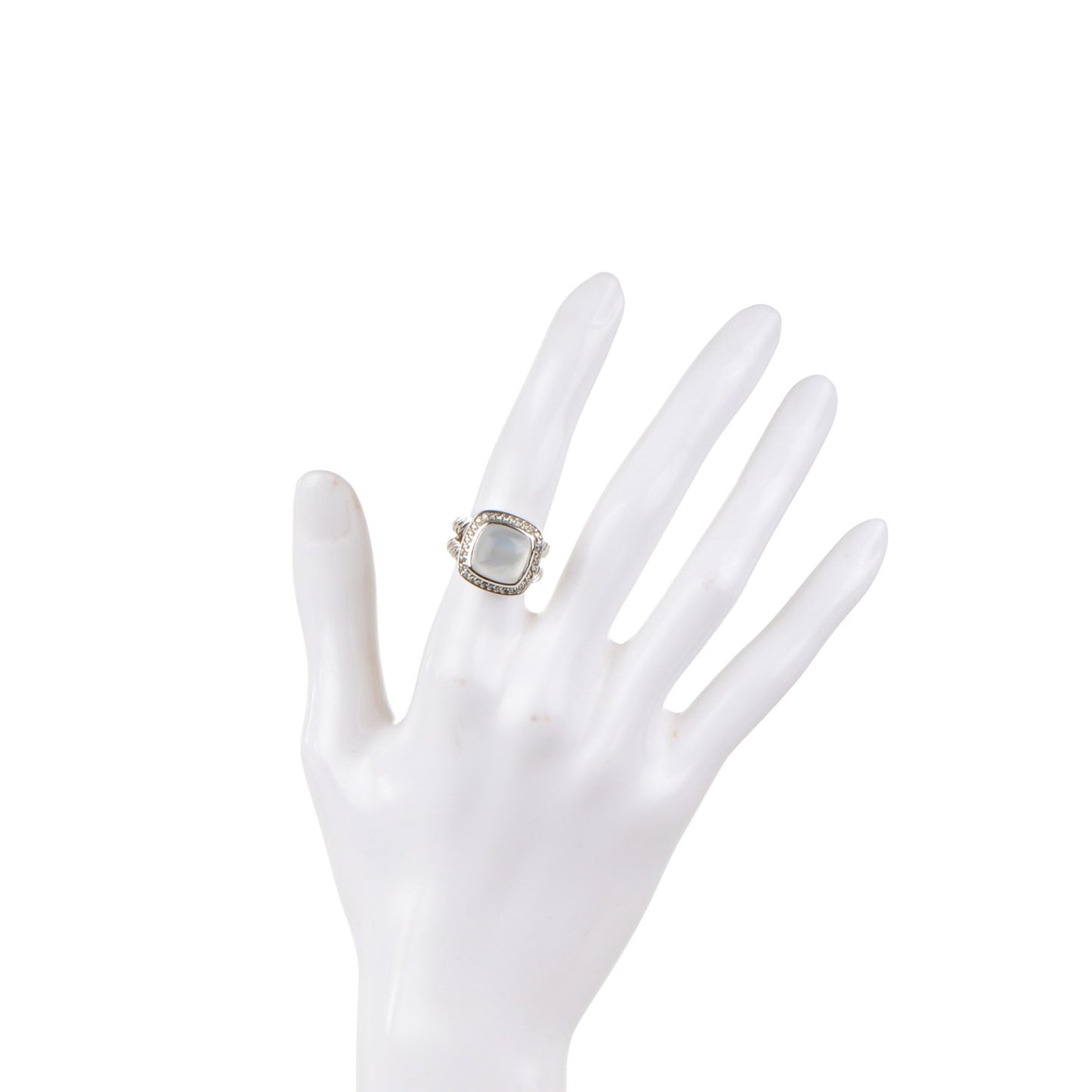 Sterling Silver Diamond Moon Quartz 11mm Albion Ring 49 5