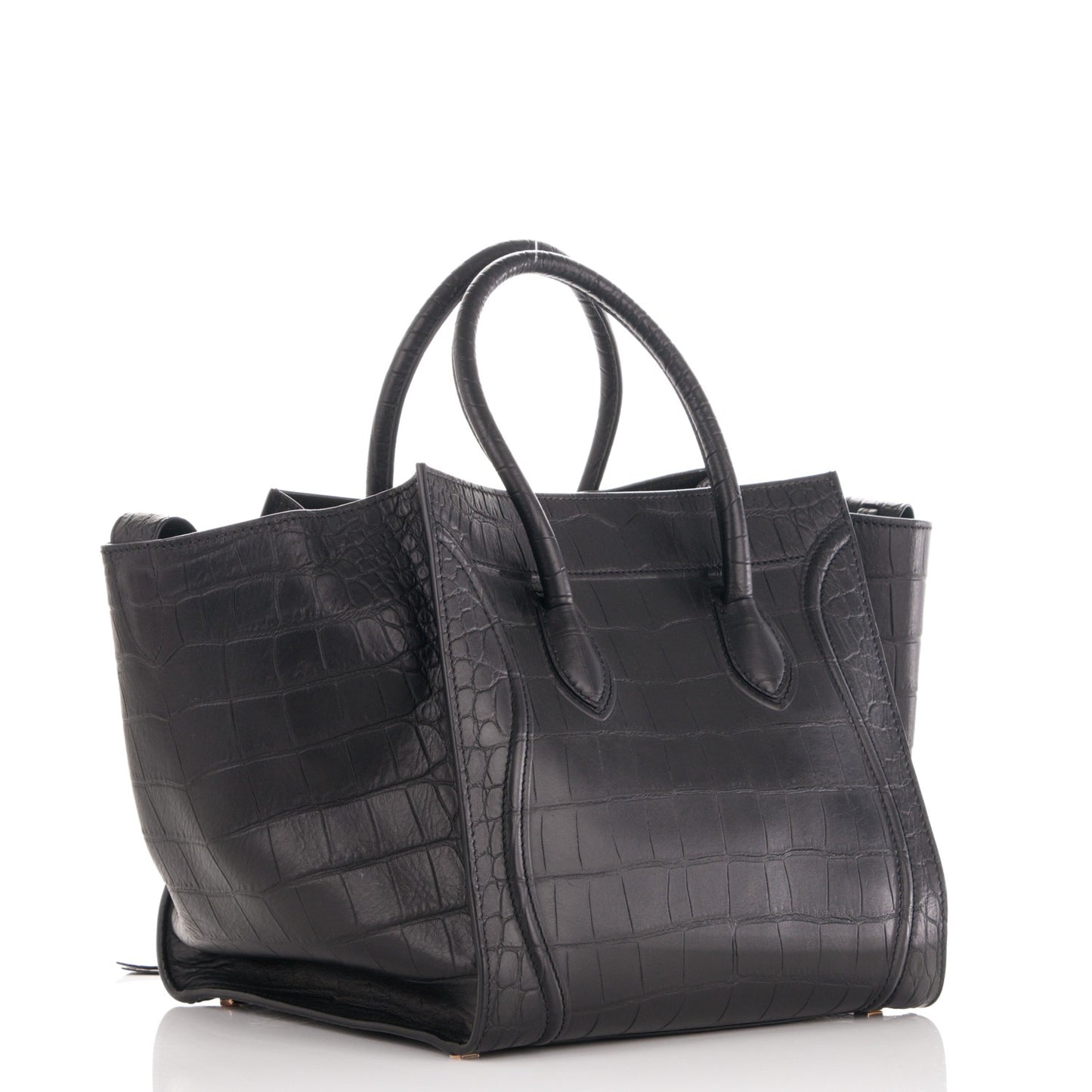 Crocodile Embossed Calfskin Medium Phantom Luggage Black