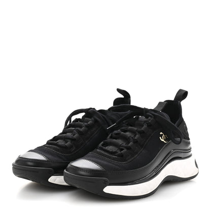 Chanel Velvet Calfskin Mixed Fibers CC Sneakers 38 Black 4 of 8