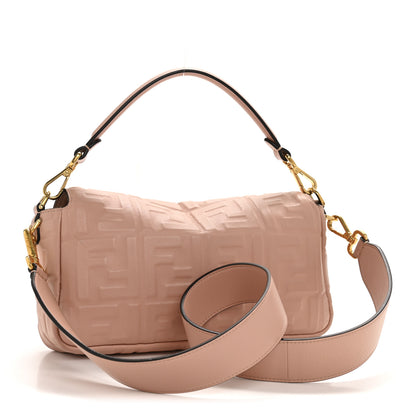 Fendi Nappa FF 1974 Embossed Baguette Rosa Bourbon 3 of 13