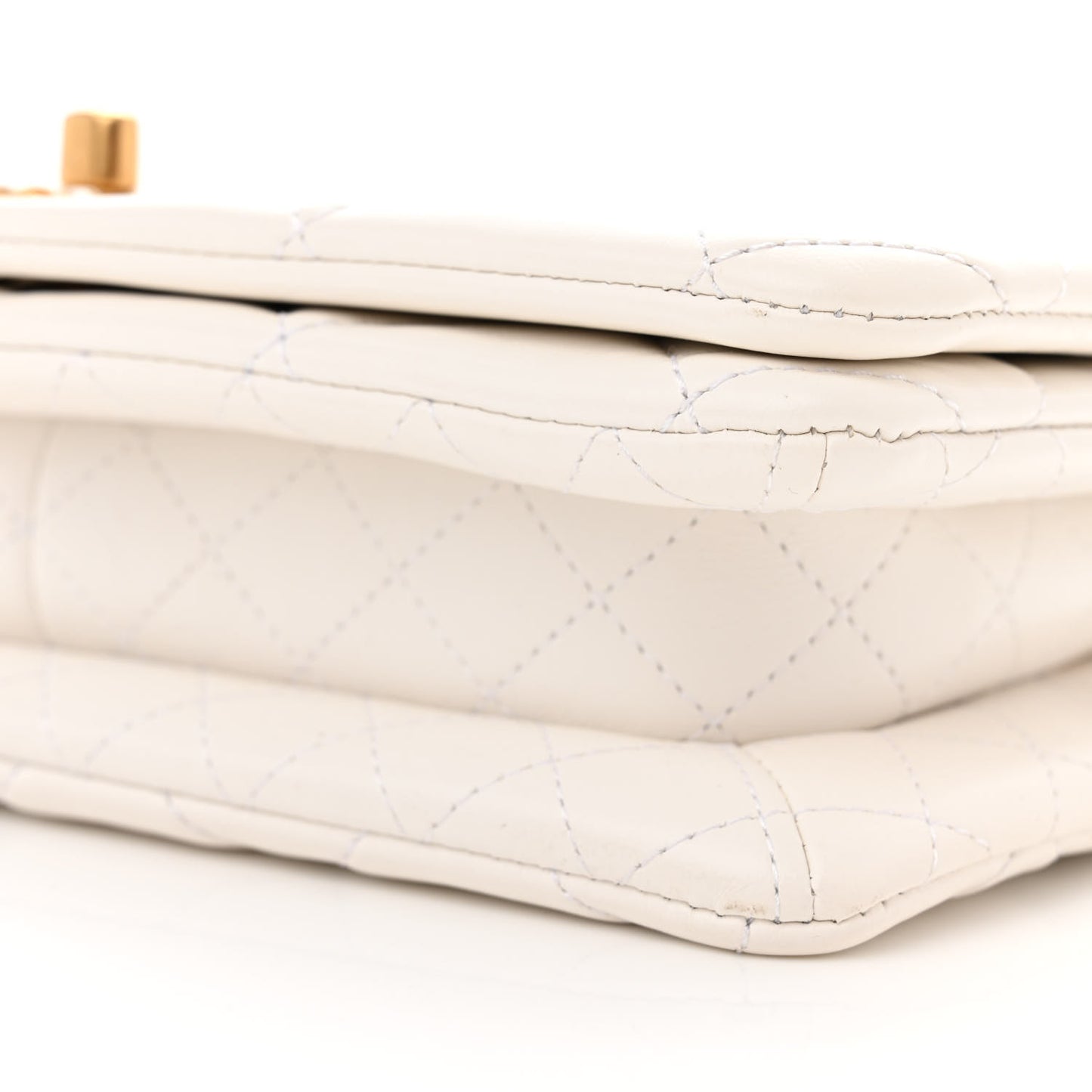 Lambskin Quilted On And On Small Chain Flap White