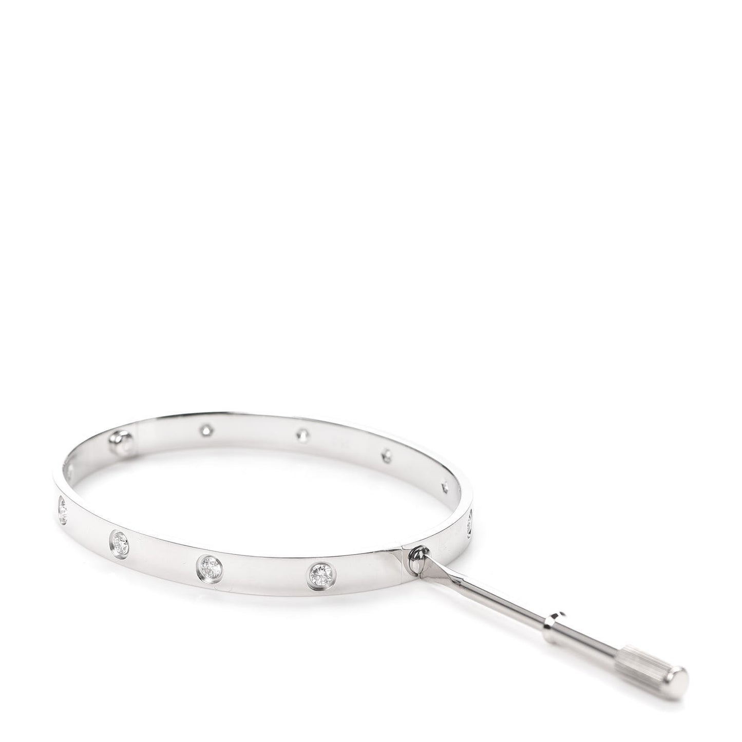 18K White Gold 10 Diamond LOVE Bracelet 19
