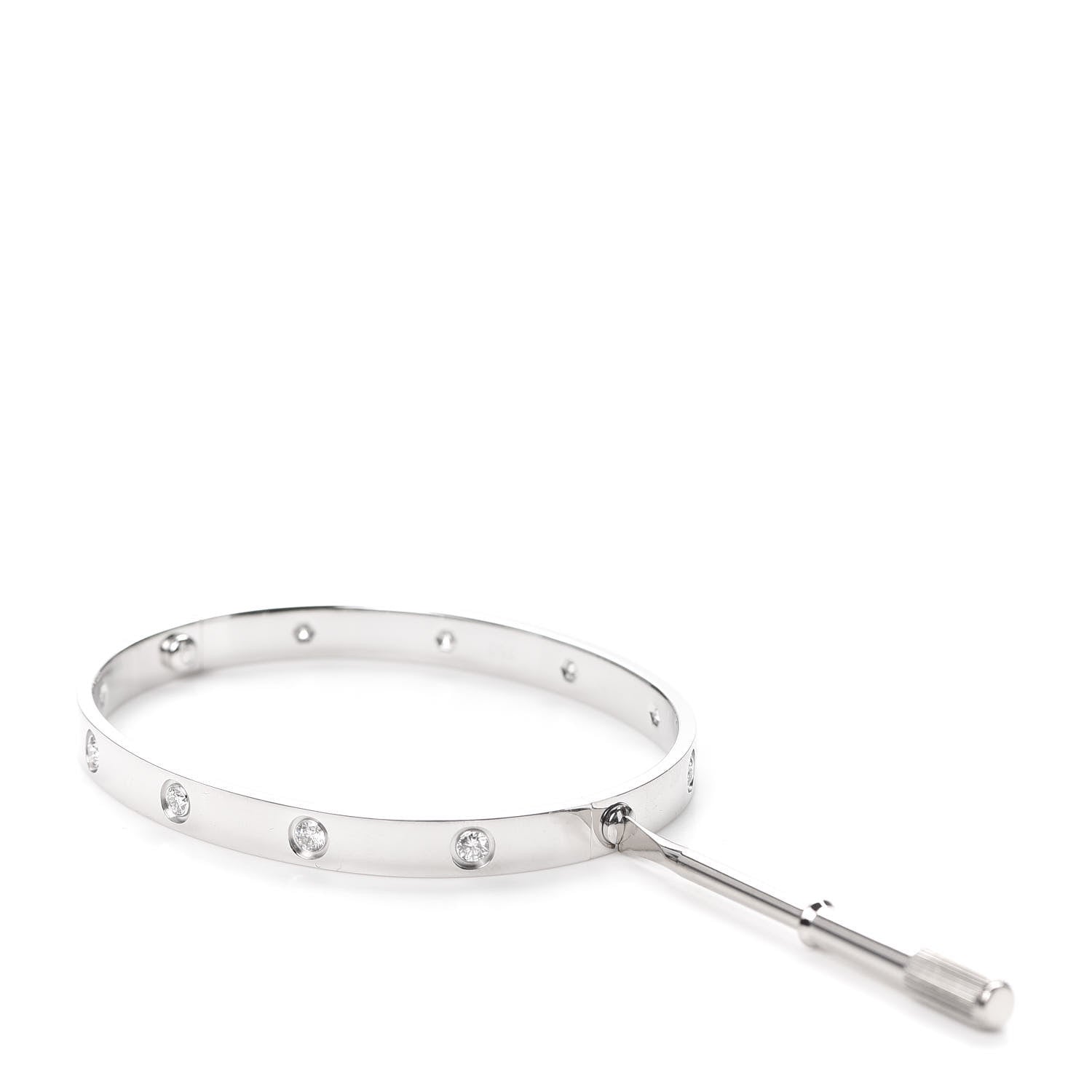 Cartier 18K White Gold 10 Diamond LOVE Bracelet 19 4 of 7