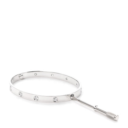 Cartier 18K White Gold 10 Diamond LOVE Bracelet 19 4 of 7