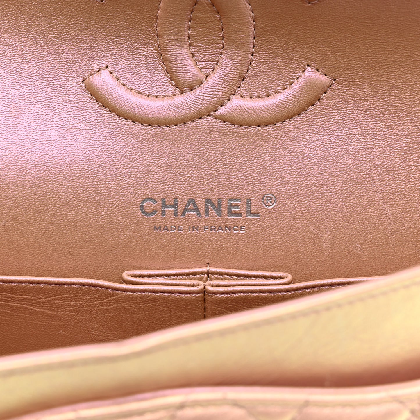 Iridescent Calfskin Quilted Medium Double Flap Pink