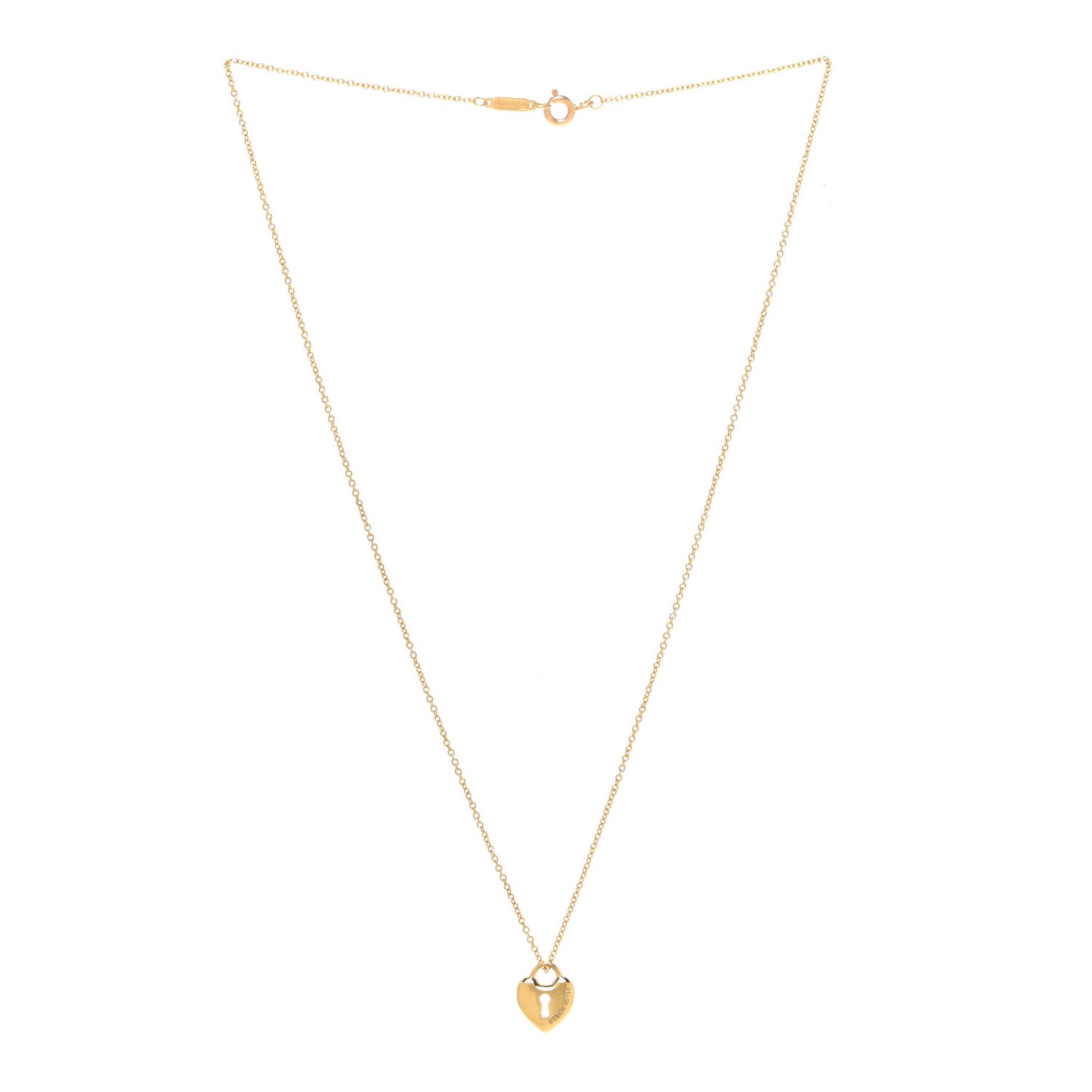 18K Yellow Gold Mini Heart Lock Pendant Necklace