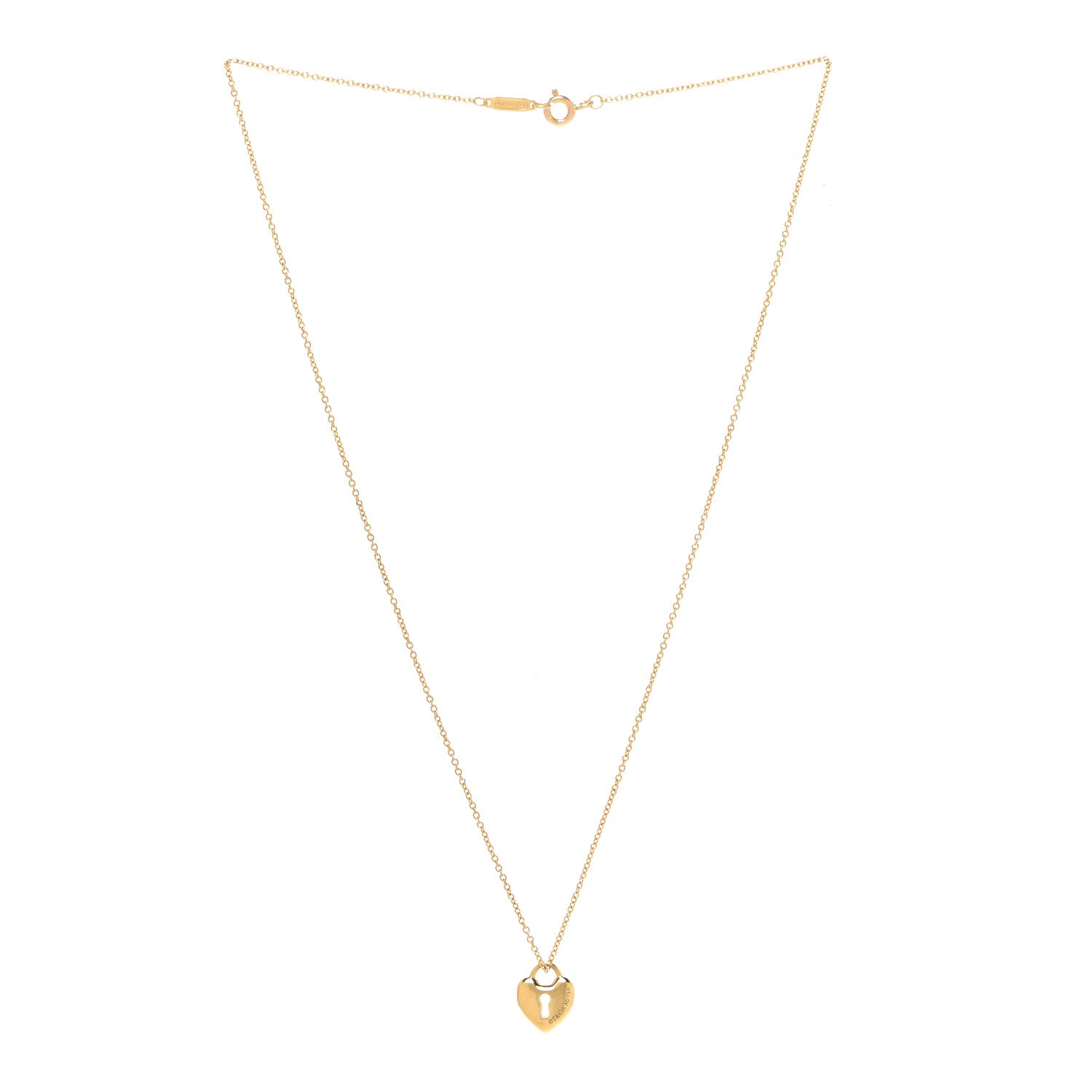 Tiffany 18K Yellow Gold Mini Heart Lock Pendant Necklace 3 of 6