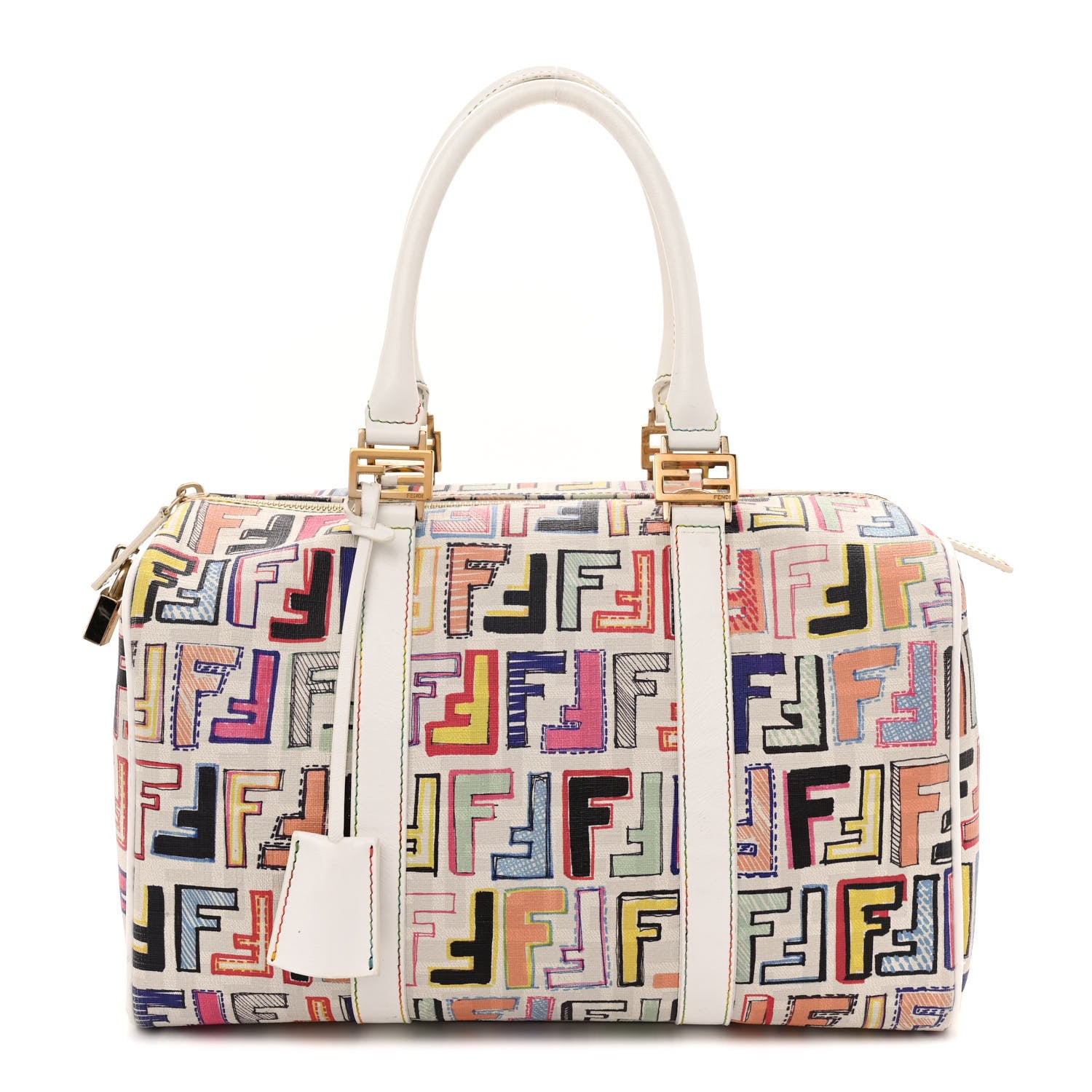Fendi Zucca Spalmati Vitello FF Multicolor Forever Boston Multicolor White 1 of 15