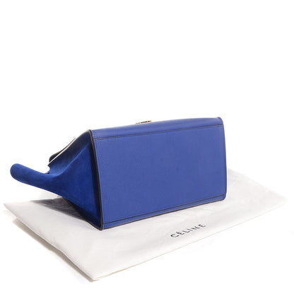 Celine Drummed Leather Suede Small Trapeze Indigo 4 of 10