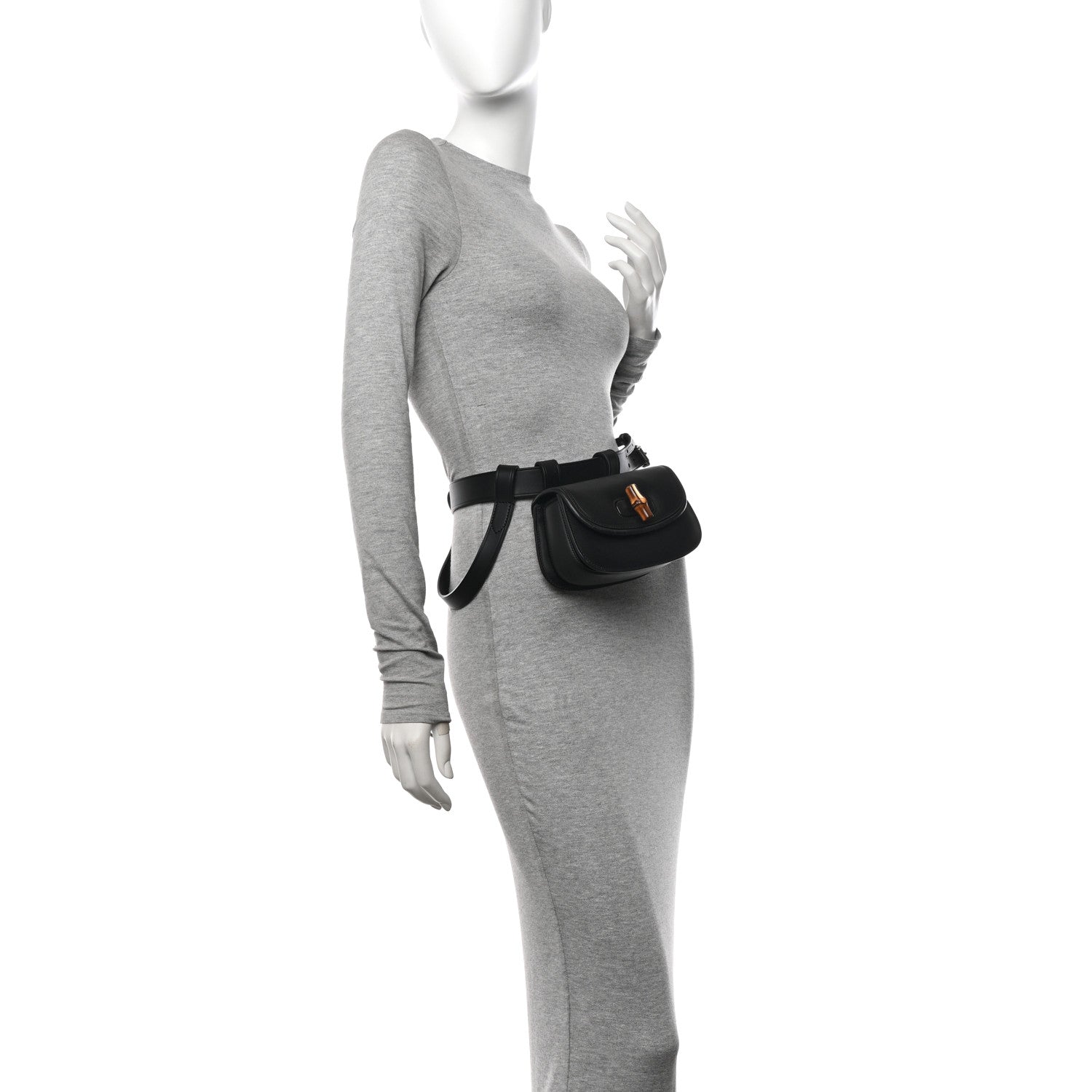 Gucci Calfskin Bamboo Mini 1947 Belt Bag 85 34  Black 2 of 13