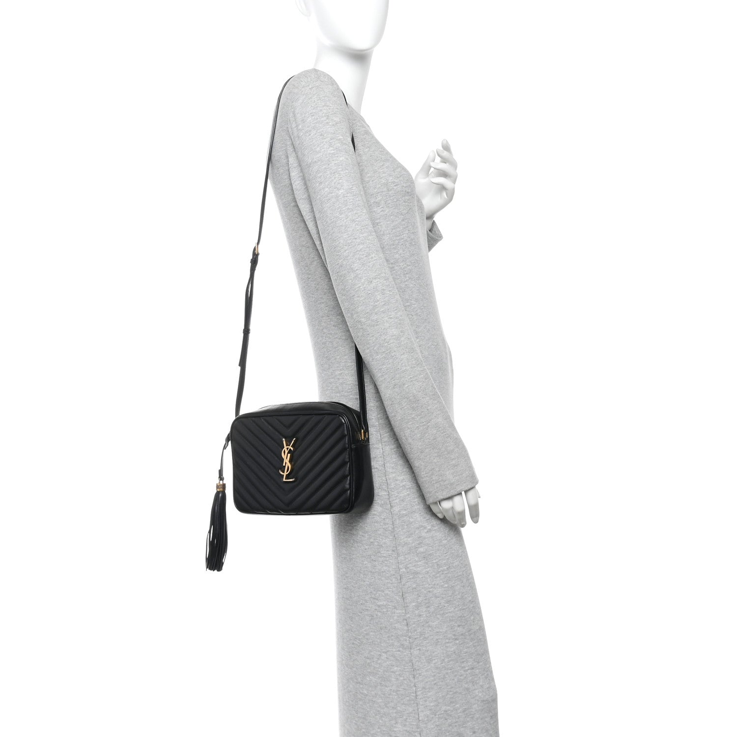 Saint Laurent Calfskin Matelasse Monogram Lou Camera Bag Black 2 of 12