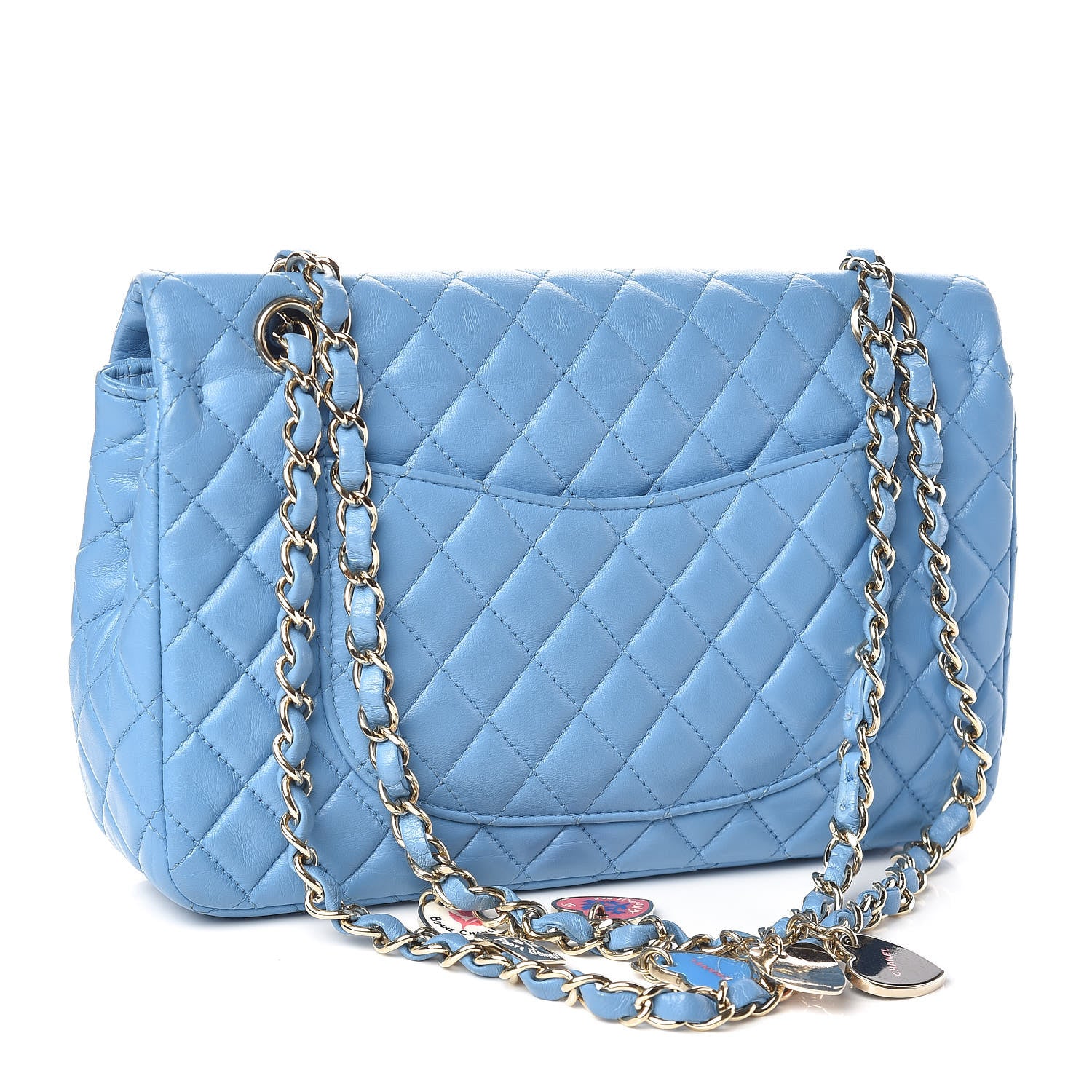 Chanel Lambskin Valentine Charms Medium Flap Baby Blue 3 of 13