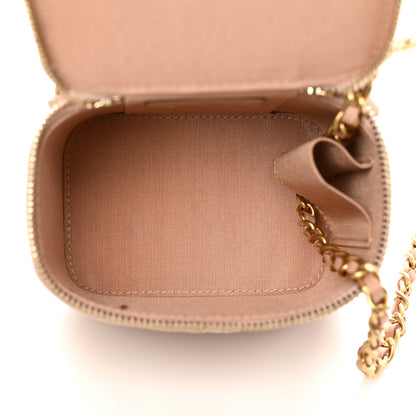Chanel Lambskin Quilted Top Handle Mini Vanity Case With Chain Beige 5 of 9