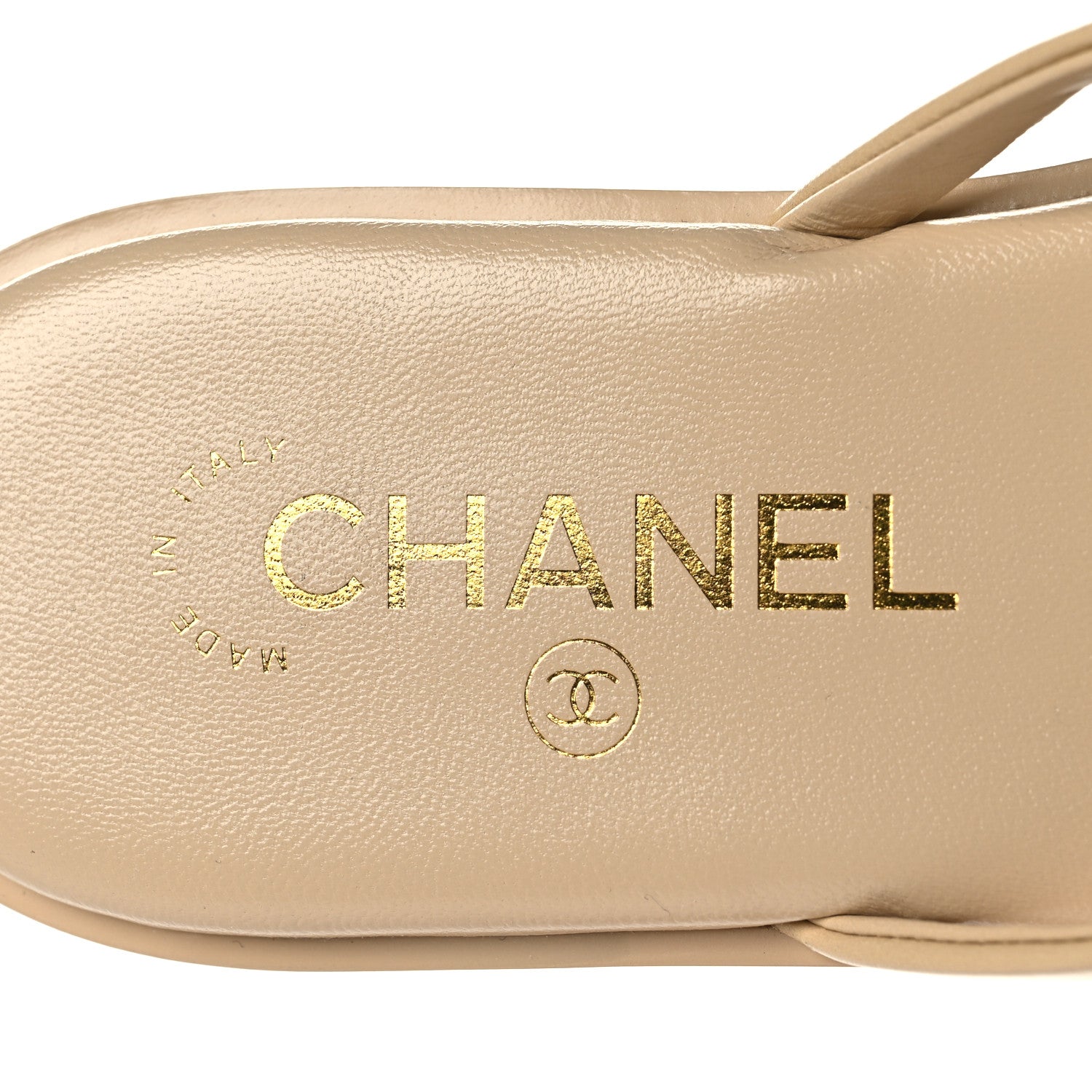 Chanel Goatskin CC Times Square Thong Sandals 37.5 Beige 16 of 20