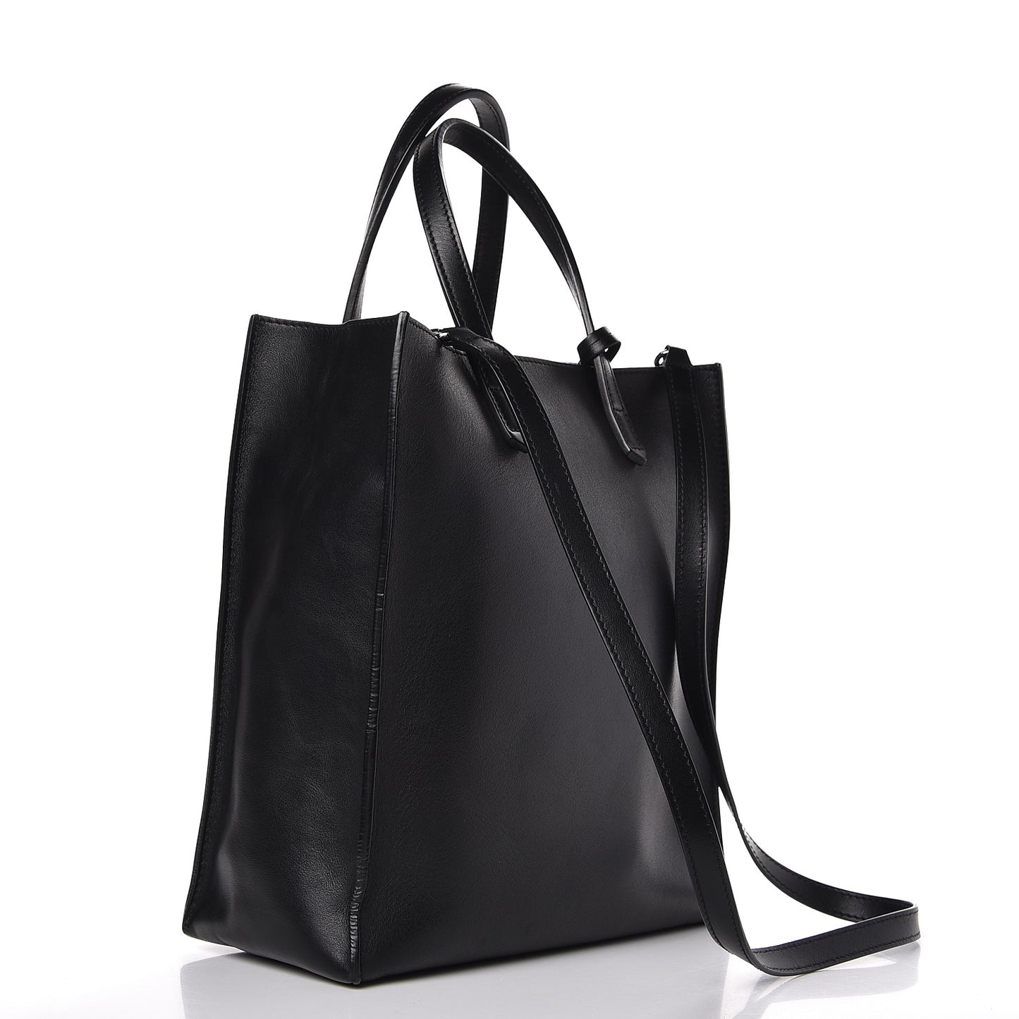 Calfskin Bambi Print Small Stargate Shopper Tote Black