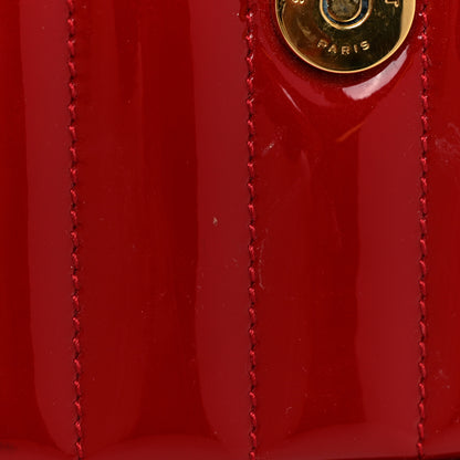 Saint Laurent Patent Matelasse Monogram Small Vicky Chain Bag Red 8 of 16