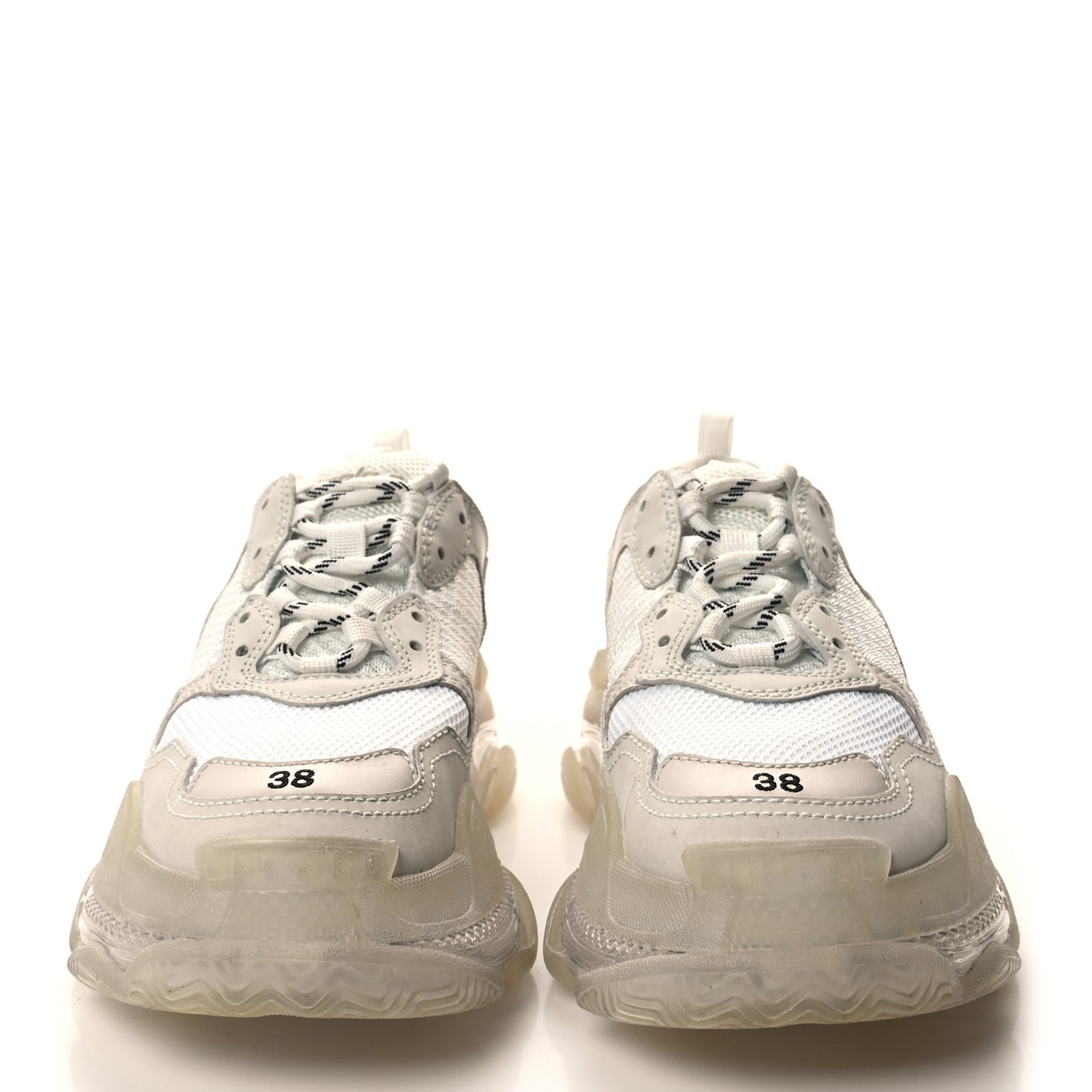 Fabric Mesh Clear Sole Womens Triple S Sneakers 38 White